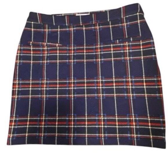 Tulle Wm’s Wool Blue Red Plaid Tartan Tweed Lined Back Pockets Mini Skirt Y2K Sz - Picture 2 of 4